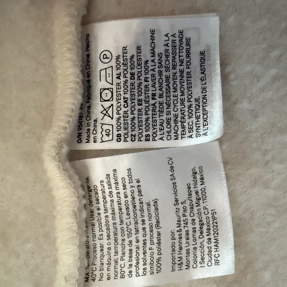 H&M Cream Sherpa Jacket With Chest Pocket Small